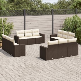Garden sofa and cushion set 12 pieces brown synthetic rattan by , Garden sets - Ref: Foro24-3218763, Price: 905,06 €, Discoun...