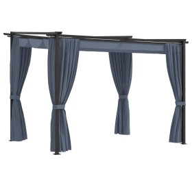 Cenador con cortinas acero gris antracita 3x3 m