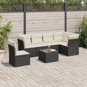 7-piece garden dining set and black synthetic rattan cushions by , Garden sets - Ref: Foro24-3249545, Price: 418,94 €, Discou...