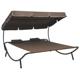 Outdoor-Liege mit Baldachin und braunen Kissen von vidaXL, Betten im Freien - Ref: Foro24-48069, Preis: 121,86 €, Rabatt: %