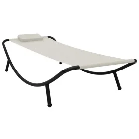 Tumbona de jardín de acero color crema 200x90 cm de vidaXL, Camas para exteriores - Ref: Foro24-48080, Precio: 75,63 €, Descu...