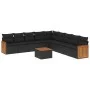 Gartensofa-Set 10-teilig mit schwarzen synthetischen Rattankissen von , Gartensets - Ref: Foro24-3260144, Preis: 586,44 €, Ra...