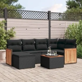 7-piece garden dining set and black synthetic rattan cushions by , Garden sets - Ref: Foro24-3260263, Price: 431,34 €, Discou...