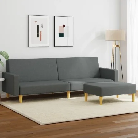 2-Sitzer-Schlafsofa mit Hocker aus dunkelgrauem Stoff von , Sofas - Ref: Foro24-3216228, Preis: 313,29 €, Rabatt: %