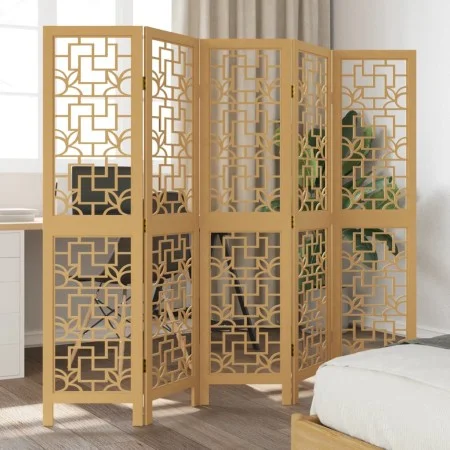 5-panel partition screen solid brown paulownia wood by , Room dividers - Ref: Foro24-358869, Price: 105,06 €, Discount: %