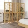 Biombo separador de 5 paneles madera maciza paulownia marrón de , Divisores de ambientes - Ref: Foro24-358869, Precio: 105,04...