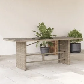 Garden table surface glass PE rattan light gray 190x80x74 cm by , Garden tables - Ref: Foro24-365308, Price: 185,74 €, Discou...