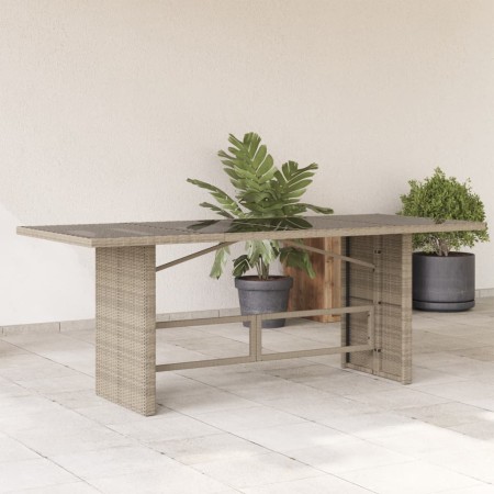 Gartentischoberfläche Glas PE Rattan hellgrau 190x80x74 cm von , Gartentische - Ref: Foro24-365308, Preis: 182,42 €, Rabatt: %