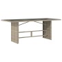 Gartentischoberfläche Glas PE Rattan hellgrau 190x80x74 cm von , Gartentische - Ref: Foro24-365308, Preis: 182,42 €, Rabatt: %