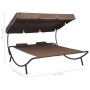 Outdoor-Liege mit Baldachin und braunen Kissen von vidaXL, Betten im Freien - Ref: Foro24-48069, Preis: 123,81 €, Rabatt: %