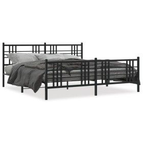 Estructura de cama cabecero y estribo metal negro 200x200 cm de , Camas y somieres - Ref: Foro24-376349, Precio: 147,67 €, De...