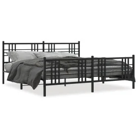 Estructura de cama cabecero y estribo metal negro 200x200 cm de , Camas y somieres - Ref: Foro24-376349, Precio: 145,26 €, De...