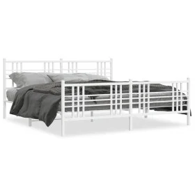 Metal bed frame with headboard and footboard white 183x213 cm by , Beds and slatted bases - Ref: Foro24-376396, Price: 129,66...