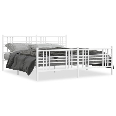 Metal bed frame with headboard and footboard white 183x213 cm by , Beds and slatted bases - Ref: Foro24-376396, Price: 131,60...