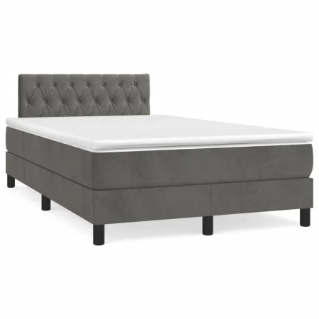 Box spring bed with dark gray velvet mattress 120x190 cm by , Beds and slatted bases - Ref: Foro24-3269856, Price: 411,35 €, ...