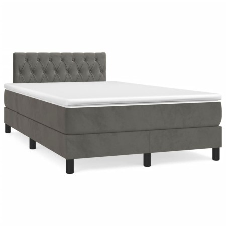 Cama box spring con colchón terciopelo gris oscuro 120x190 cm de , Camas y somieres - Ref: Foro24-3269856, Precio: 375,83 €, ...