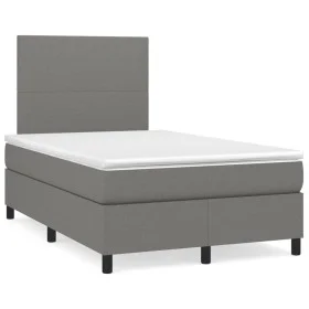 Box spring bed with dark gray fabric mattress 120x190 cm by , Beds and slatted bases - Ref: Foro24-3269868, Price: 421,66 €, ...