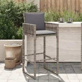 Küchenhocker mit Kissen 2 Stück graues synthetisches Rattan von , Gartenstühle - Ref: Foro24-368707, Preis: 198,04 €, Rabatt: %
