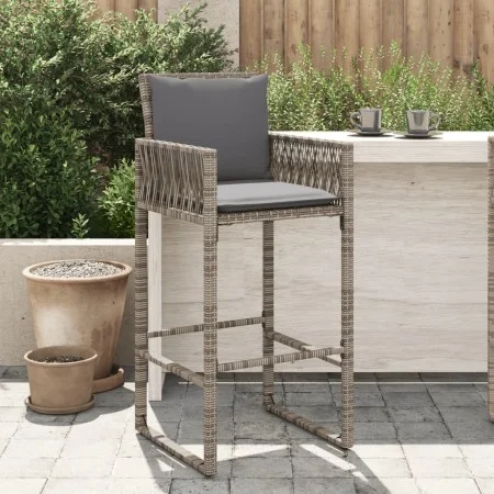 Küchenhocker mit Kissen 2 Stück graues synthetisches Rattan von , Gartenstühle - Ref: Foro24-368707, Preis: 198,04 €, Rabatt: %