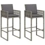 Küchenhocker mit Kissen 2 Stück graues synthetisches Rattan von , Gartenstühle - Ref: Foro24-368707, Preis: 198,04 €, Rabatt: %