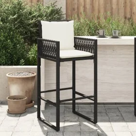 Küchenhocker mit Kissen 2 Stück schwarzes synthetisches Rattan von , Gartenstühle - Ref: Foro24-368705, Preis: 178,97 €, Raba...