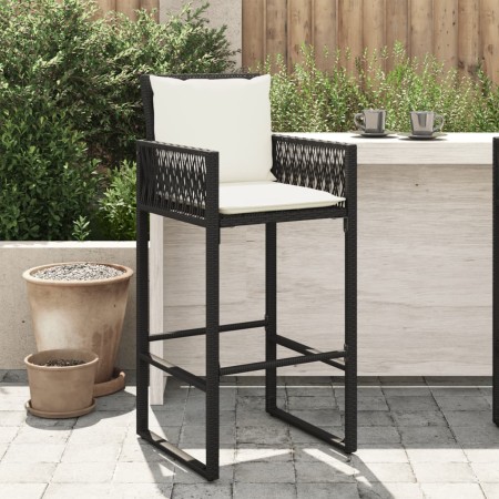 Kitchen stools with cushions 2 pcs black synthetic rattan by , Garden chairs - Ref: Foro24-368705, Price: 174,93 €, Discount: %
