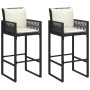 Kitchen stools with cushions 2 pcs black synthetic rattan by , Garden chairs - Ref: Foro24-368705, Price: 174,93 €, Discount: %