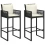 Kitchen stools with cushions 2 pcs black synthetic rattan by , Garden chairs - Ref: Foro24-368705, Price: 178,97 €, Discount: %