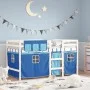 High bed for children with blue pine wood curtains 80x200 cm by , Beds and slatted bases - Ref: Foro24-3283812, Price: 174,53...