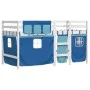 High bed for children with blue pine wood curtains 80x200 cm by , Beds and slatted bases - Ref: Foro24-3283812, Price: 174,53...