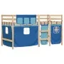 High bed for children with blue pine wood curtains 90x190 cm by , Beds and slatted bases - Ref: Foro24-3283827, Price: 167,29...