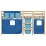 High bed for children with blue pine wood curtains 90x190 cm by , Beds and slatted bases - Ref: Foro24-3283827, Price: 167,29...