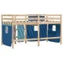 High bed for children with blue pine wood curtains 90x190 cm by , Beds and slatted bases - Ref: Foro24-3283827, Price: 167,29...