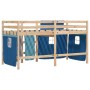 Hochbett für Kinder mit Vorhängen aus blauem Kiefernholz, 90 x 190 cm von , Betten und Lattenroste - Ref: Foro24-3283827, Pre...
