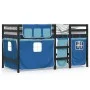 Cama alta para niños con cortinas madera pino azul 90x190 cm de , Camas y somieres - Ref: Foro24-3283833, Precio: 194,01 €, D...