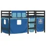Cama alta para niños con cortinas madera pino azul 90x190 cm de , Camas y somieres - Ref: Foro24-3283833, Precio: 194,01 €, D...