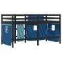 Cama alta para niños con cortinas madera pino azul 90x190 cm de , Camas y somieres - Ref: Foro24-3283833, Precio: 194,01 €, D...