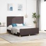 Estructura de cama con cabecera Marrón oscuro 160 x 200 cm tela