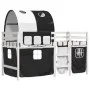 Cama alta niños con túnel madera pino blanco negro 80x200 cm de , Camas y somieres - Ref: Foro24-3283838, Precio: 190,79 €, D...