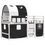 Cama alta niños con túnel madera pino blanco negro 80x200 cm de , Camas y somieres - Ref: Foro24-3283838, Precio: 195,92 €, D...