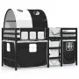 High bed for children with tunnel made of white and black pine wood, 90x200 cm. by , Beds and slatted bases - Ref: Foro24-328...
