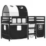 High bed for children with tunnel made of white and black pine wood, 90x200 cm. by , Beds and slatted bases - Ref: Foro24-328...