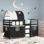 Cama alta niños con túnel madera pino blanco negro 90x190 cm de , Camas y somieres - Ref: Foro24-3283859, Precio: 216,87 €, D...