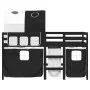 Cama alta niños con túnel madera pino blanco negro 90x190 cm de , Camas y somieres - Ref: Foro24-3283859, Precio: 216,87 €, D...