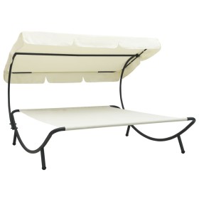 Garden lounger with gray awning by vidaXL, Loungers - Ref: Foro24-48071, Price: 97,26 €, Discount: %