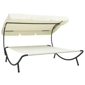 Garden lounger with gray awning by vidaXL, Loungers - Ref: Foro24-48071, Price: 92,92 €, Discount: %