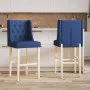 High stools 2 pcs solid rubber wood and fabric by , Kitchen stools - Ref: Foro24-4006225, Price: 96,20 €, Discount: %