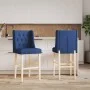 High stools 2 pcs solid rubber wood and fabric by , Kitchen stools - Ref: Foro24-4006225, Price: 96,20 €, Discount: %