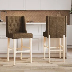 High stools 2 pcs solid rubber wood and fabric by , Kitchen stools - Ref: Foro24-4006227, Price: 112,64 €, Discount: %