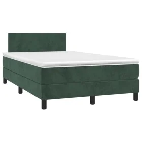 Box spring bed with mattress and LED dark green velvet 120x190cm by , Beds and slatted bases - Ref: Foro24-3270144, Price: 41...